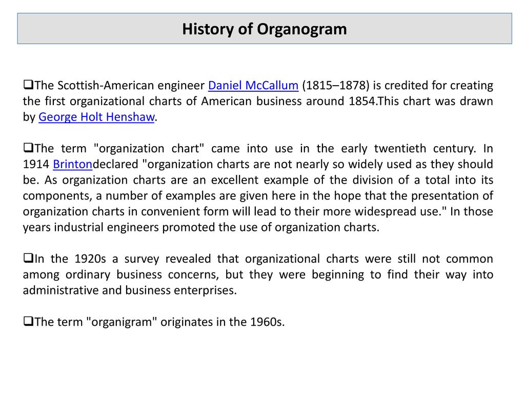 Daniel Mccallum Organizational Chart