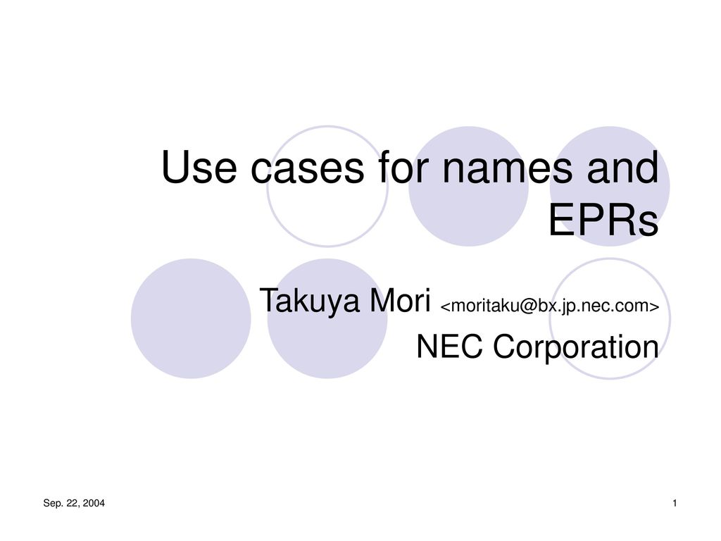 Use cases for names and EPRs