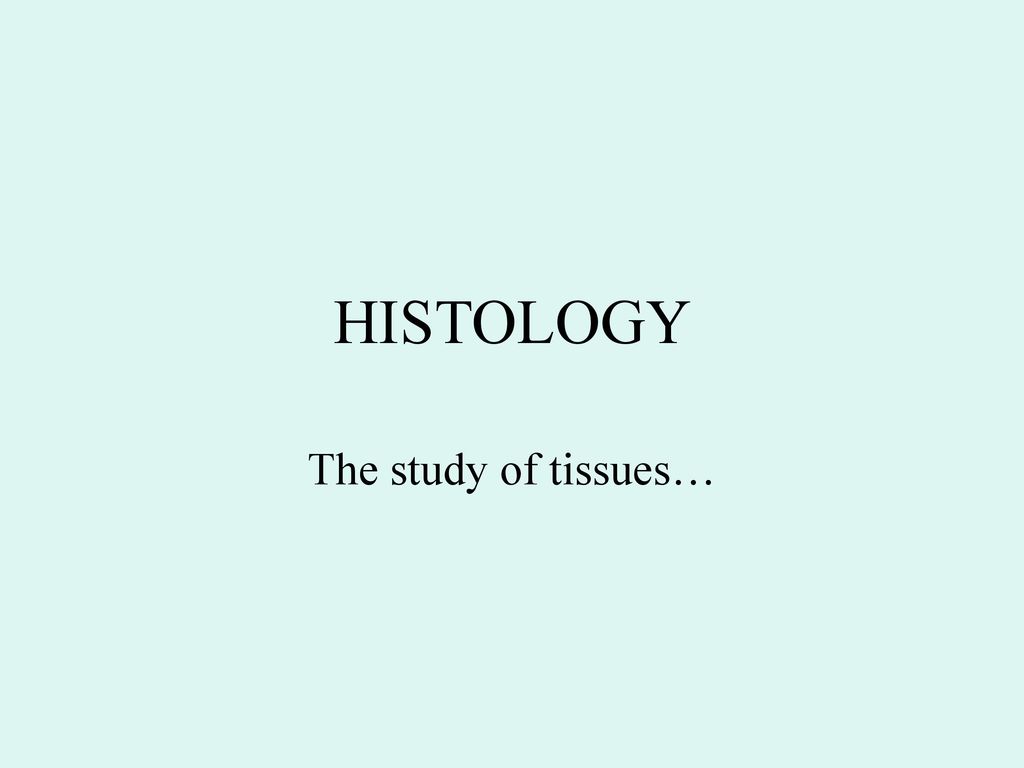 HISTOLOGY The study of tissues…