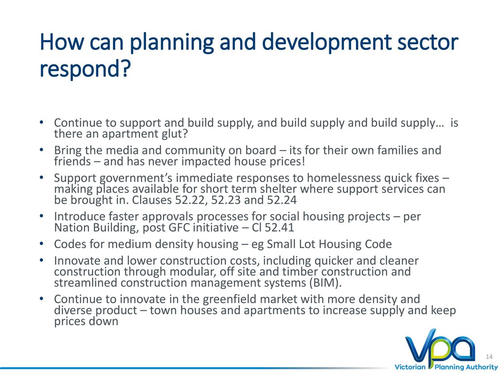 How can planning and development sector respond