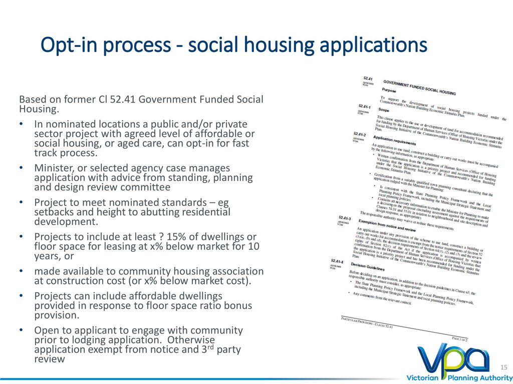 Opt-in process - social housing applications