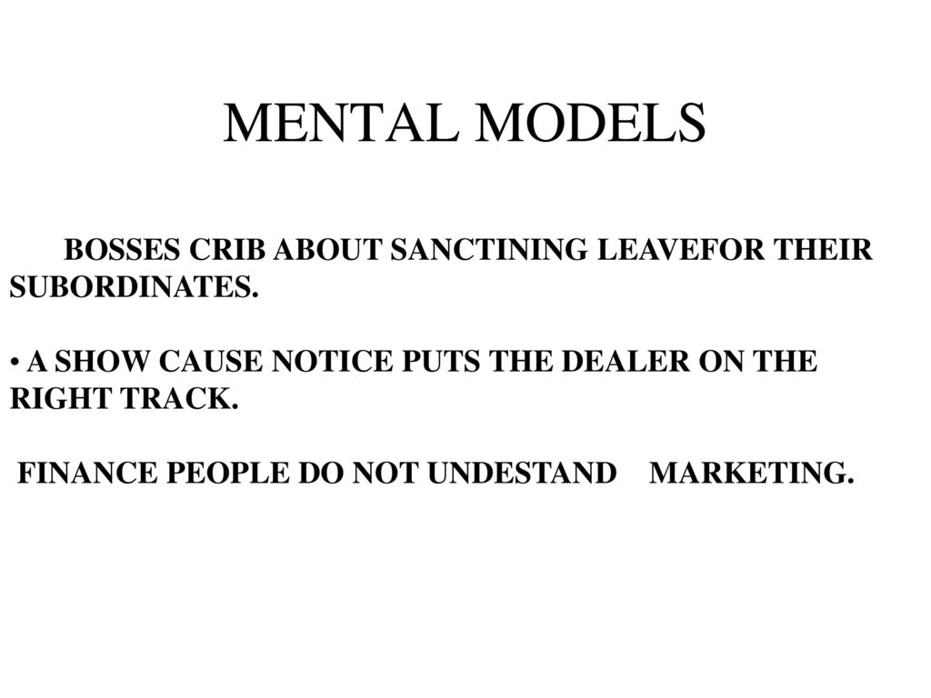 MENTAL MODELS BOSSES CRIB ABOUT SANCTINING LEAVEFOR THEIR SUBORDINATES. A SHOW CAUSE NOTICE PUTS THE DEALER ON THE RIGHT TRACK.