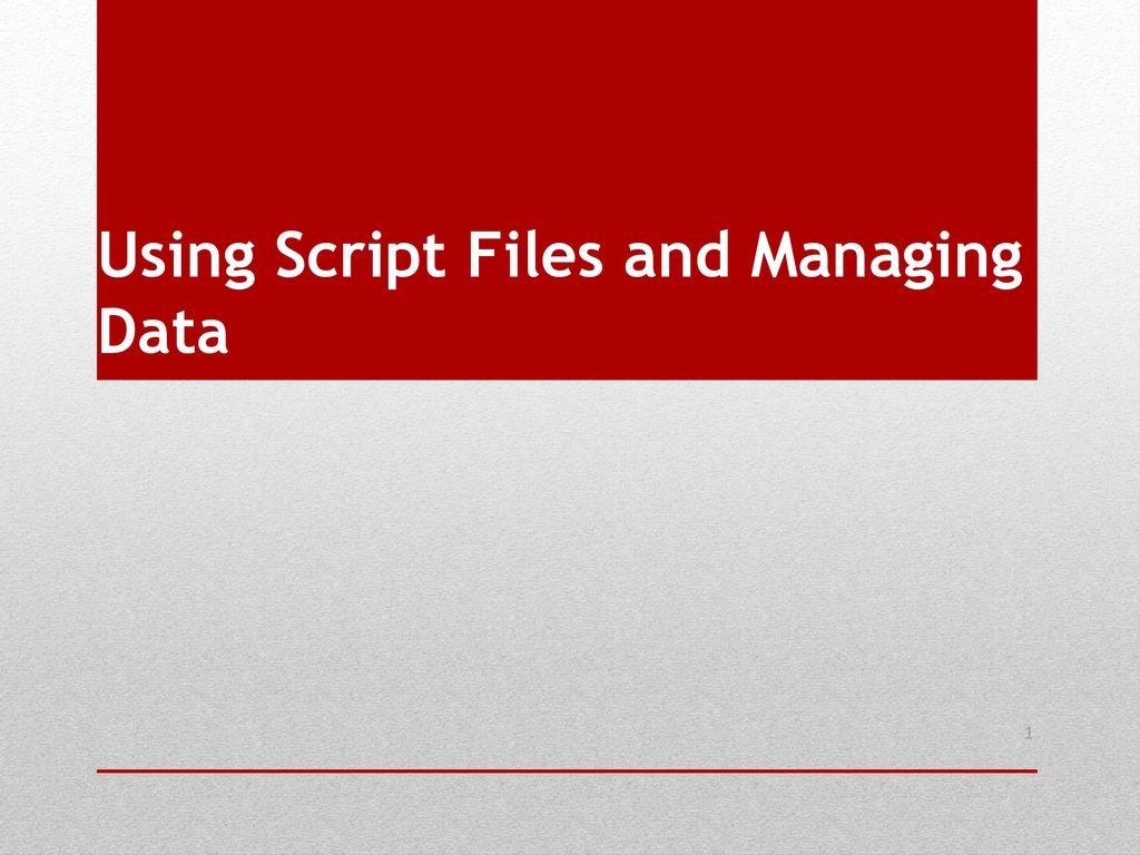 Using Script Files and Managing Data - ppt download