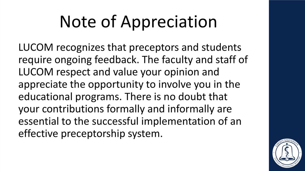 Note of Appreciation