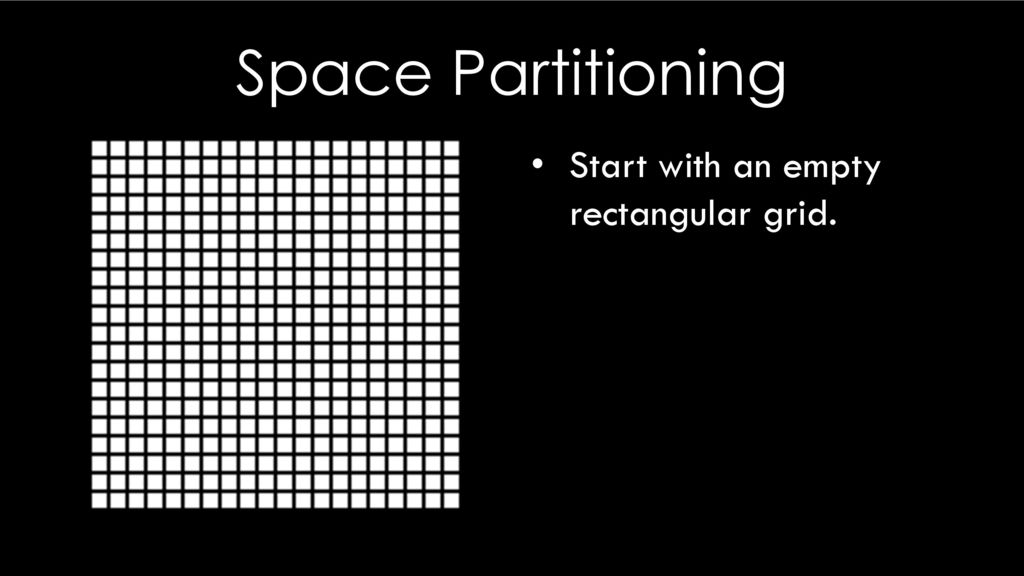 Space Partitioning Start with an empty rectangular grid.
