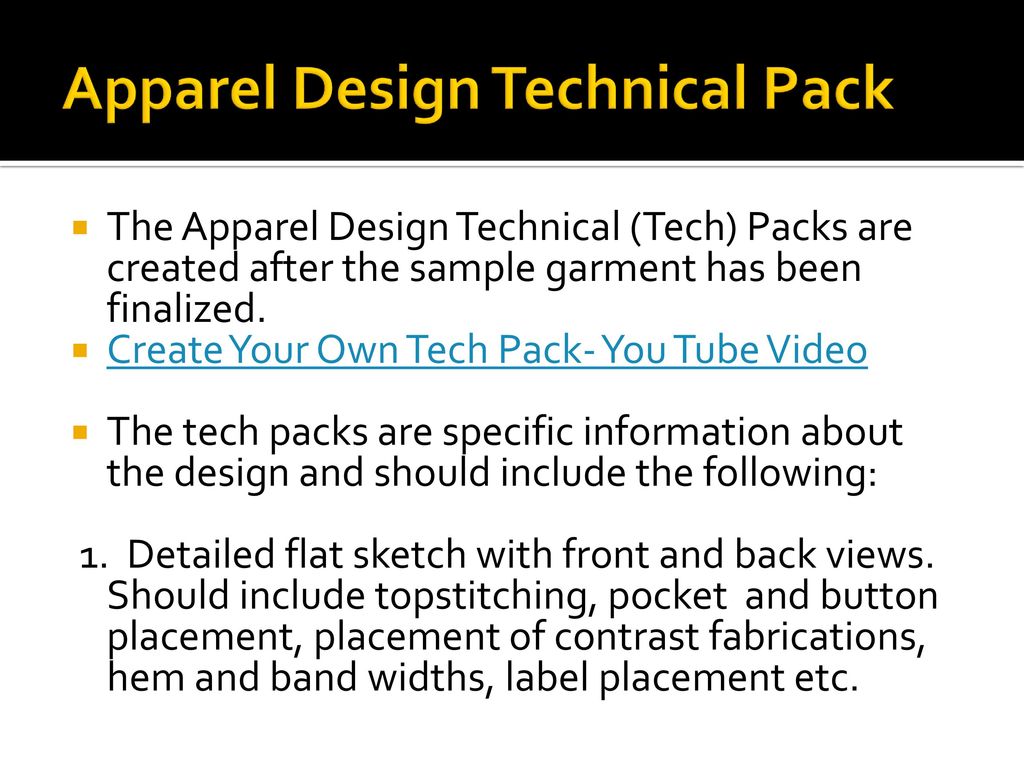 Apparel Design Technical Pack