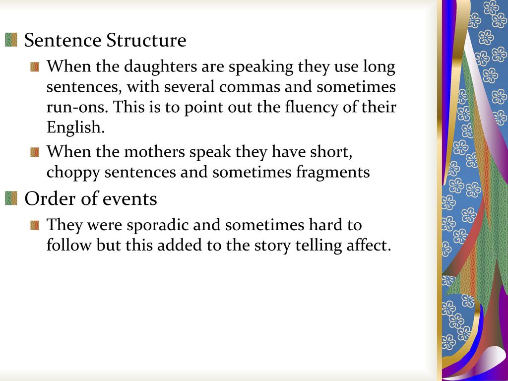 Sentence Structure Order of events