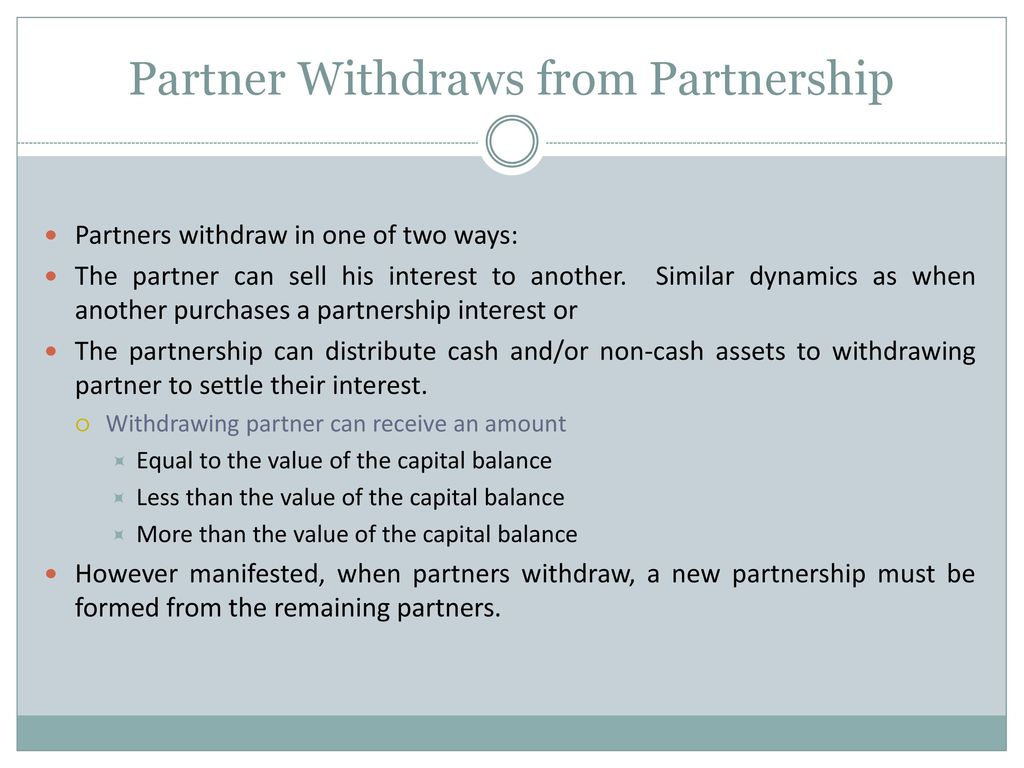 Partner Withdraws from Partnership