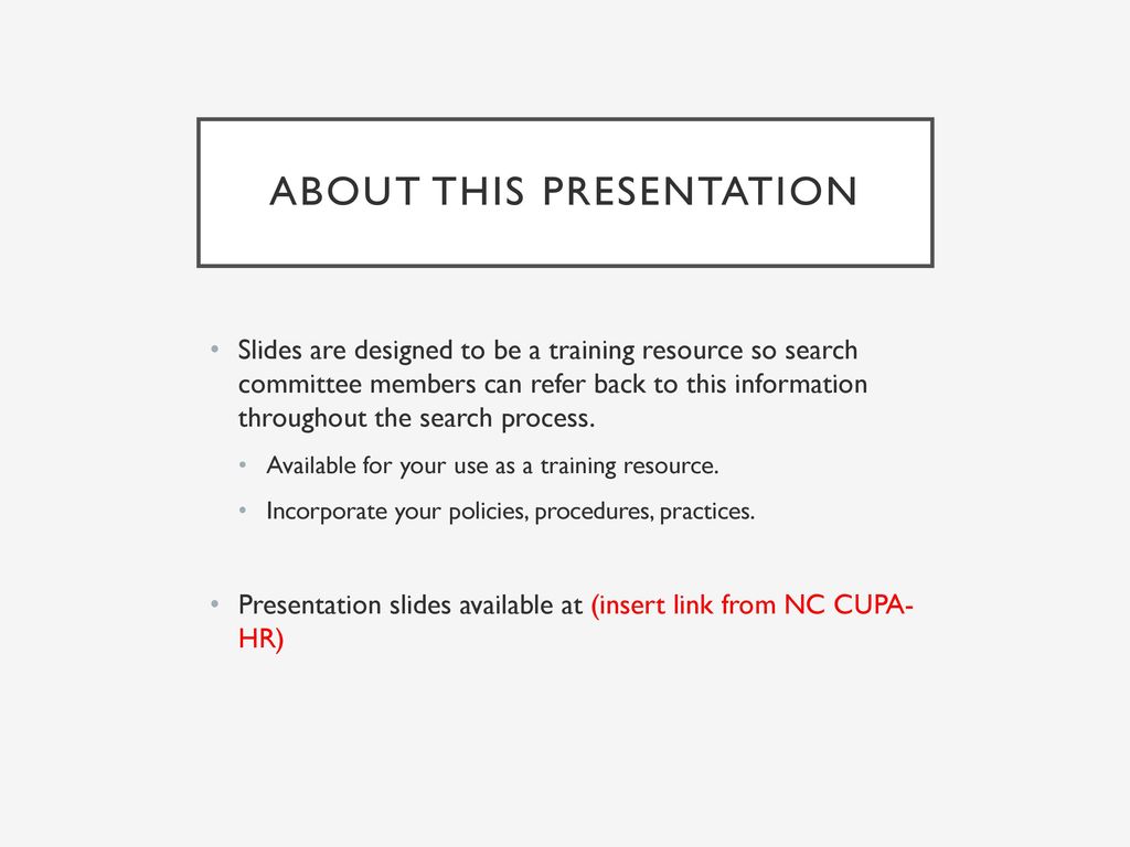 Talent and the search committee