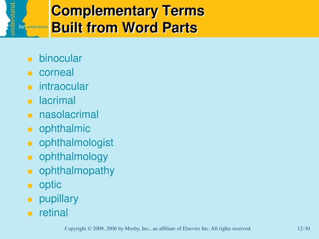 Complementary Terms Built from Word Parts