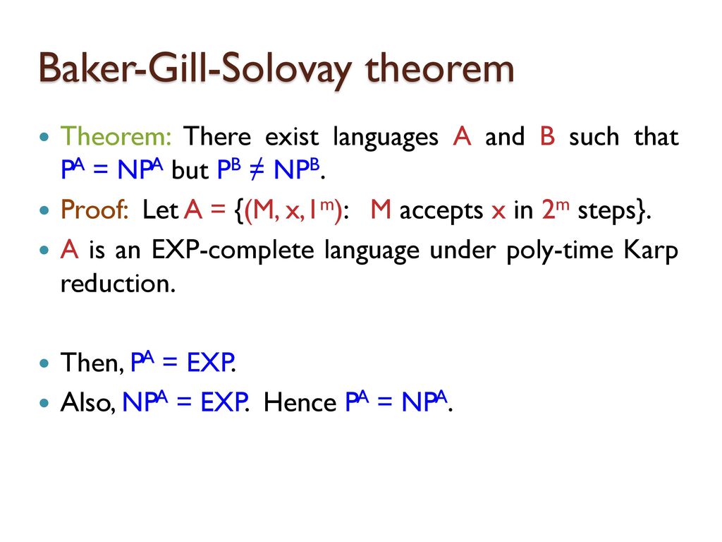 Baker-Gill-Solovay theorem