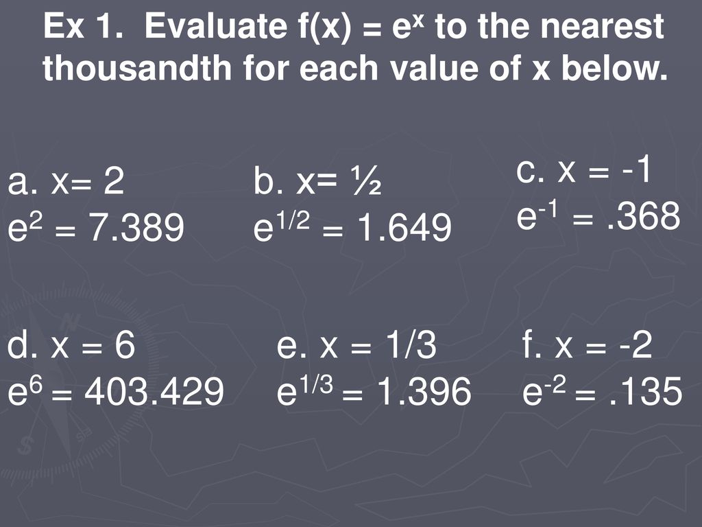 6 6 The Natural Base E Objectives Evaluate Natural Exponential And Ppt Download