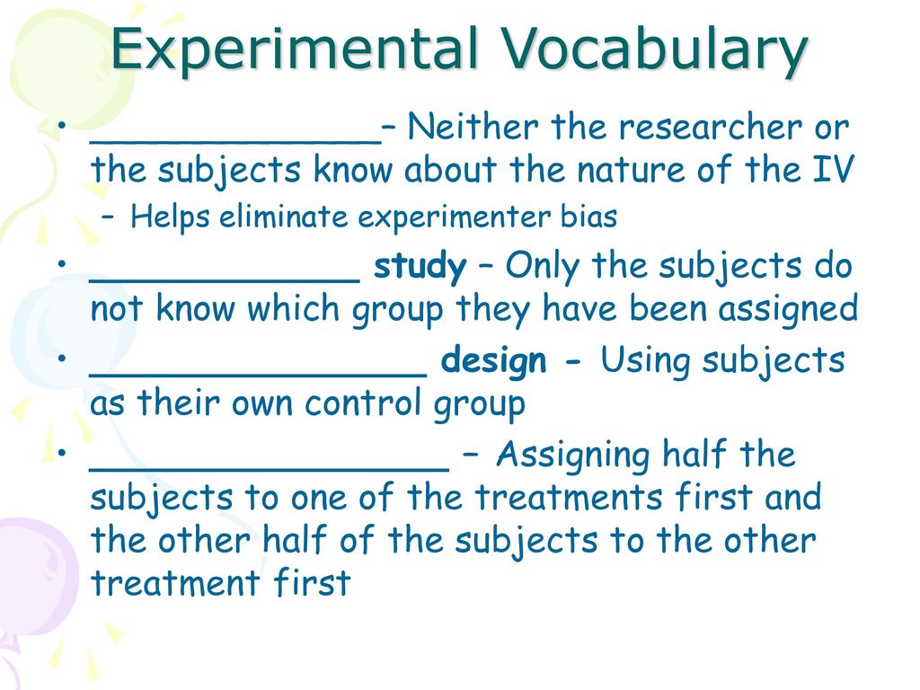 Experimental Vocabulary