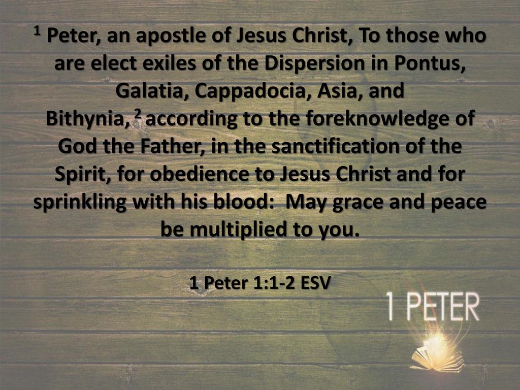 1 Peter, an apostle of Jesus Christ, To those who are elect exiles of the  Dispersion in Pontus, Galatia, Cappadocia, Asia, and Bithynia, 2 according  to the. - ppt download