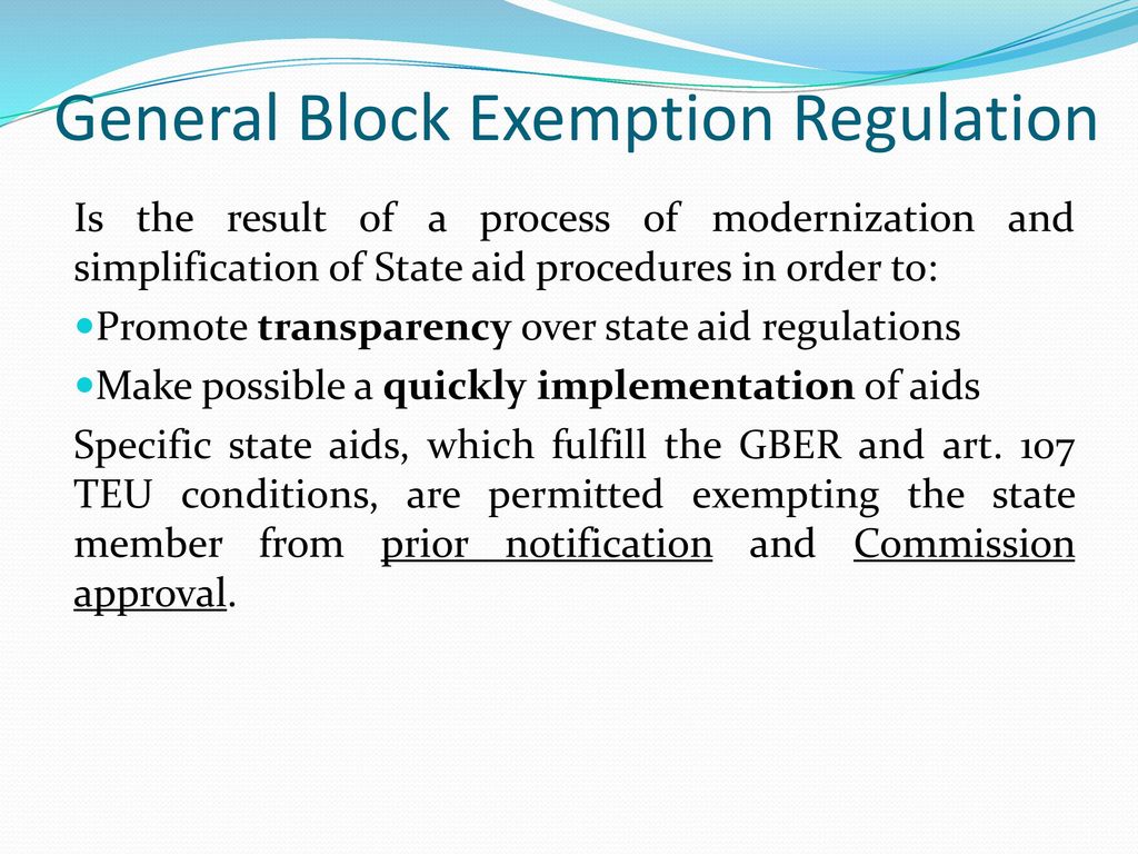 General Block Exemption Regulation