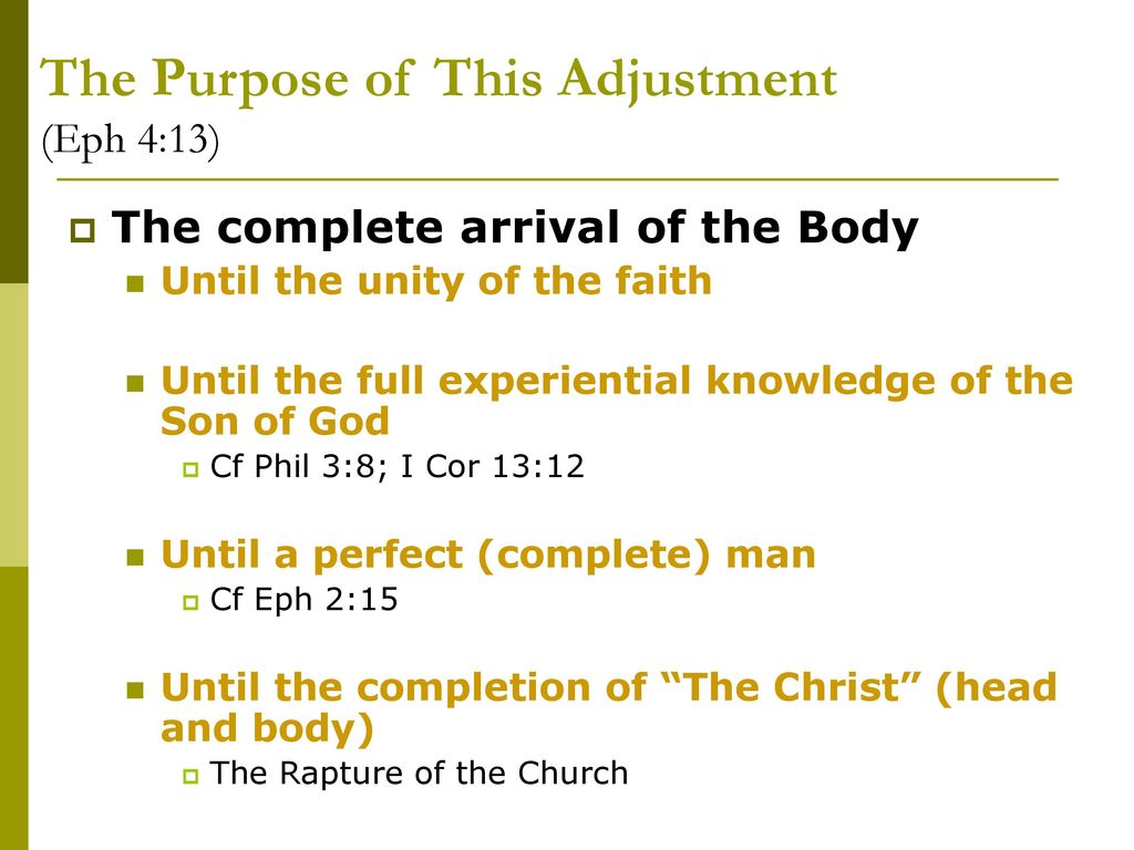 The Purpose of This Adjustment (Eph 4:13)