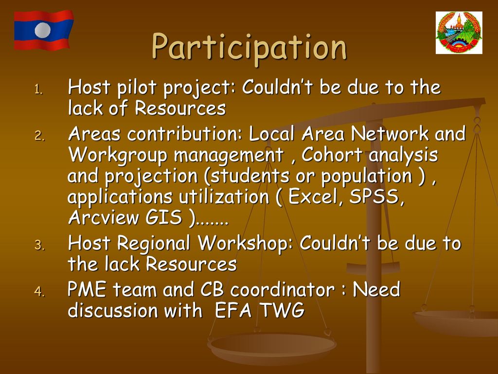 Participation Host pilot project: Couldn’t be due to the lack of Resources.