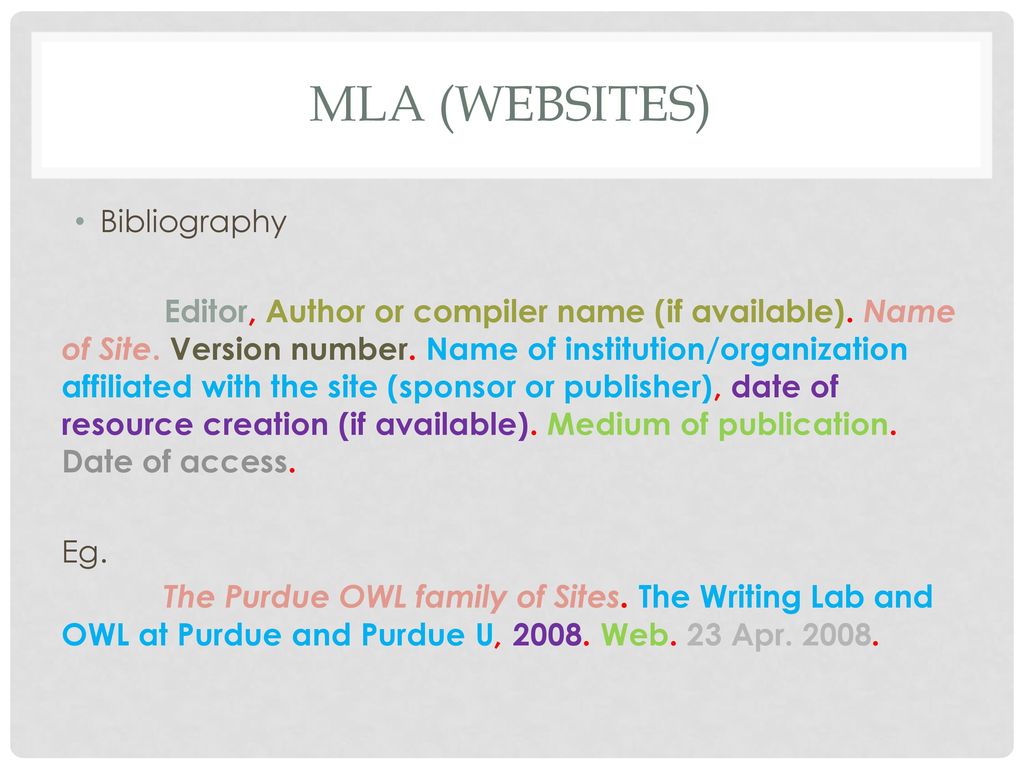 MLA In-text Citations and Bibliographies - ppt download