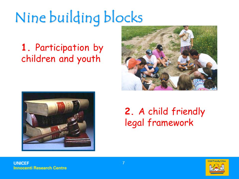 Nine building blocks 1. Participation by children and youth