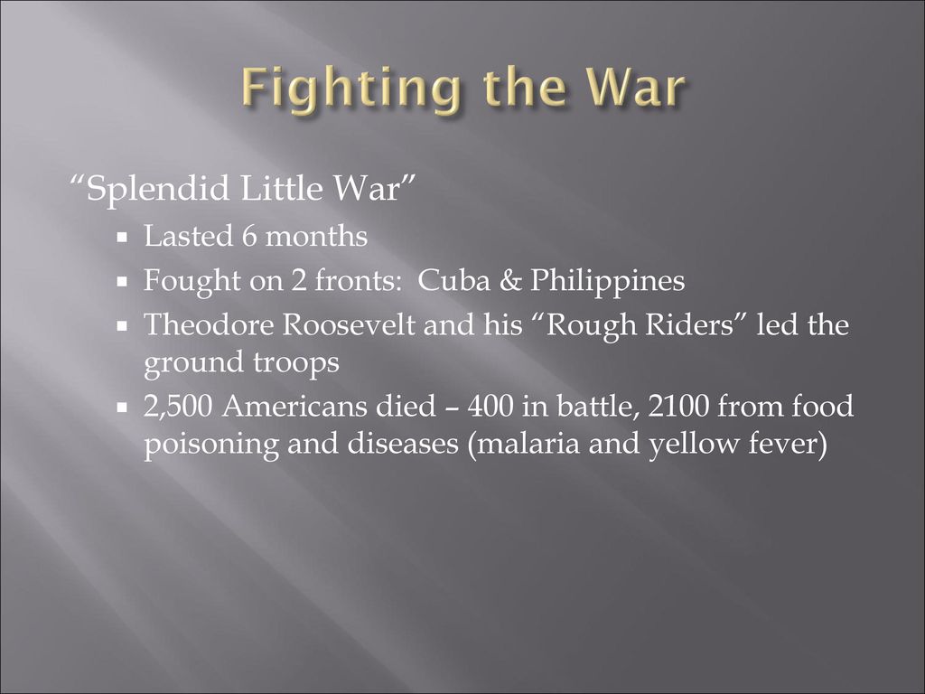 Fighting the War Splendid Little War Lasted 6 months