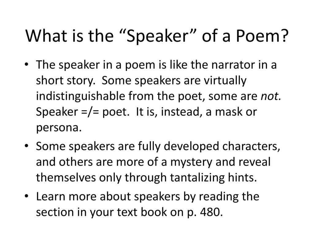 Poetry: Speakers and Tone - ppt download