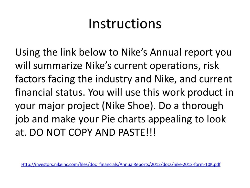 Nike's Annual Report Analysis Josh salazar sports marketing/ 6th. - ppt  download