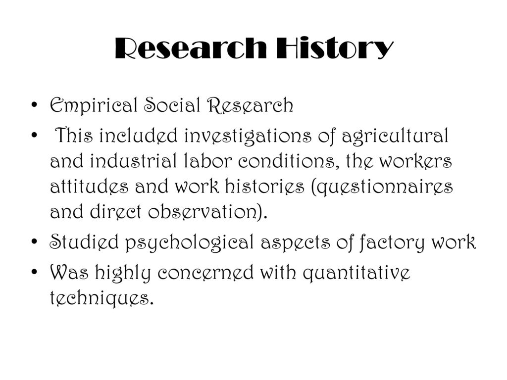 Research History Empirical Social Research