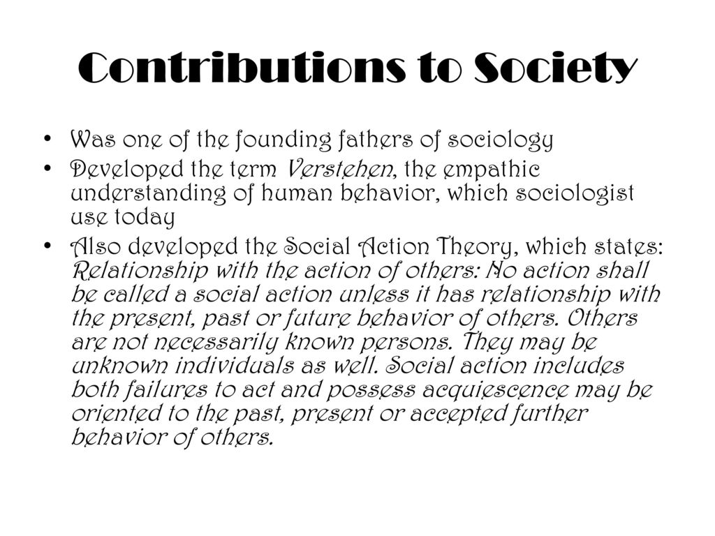 Contributions to Society