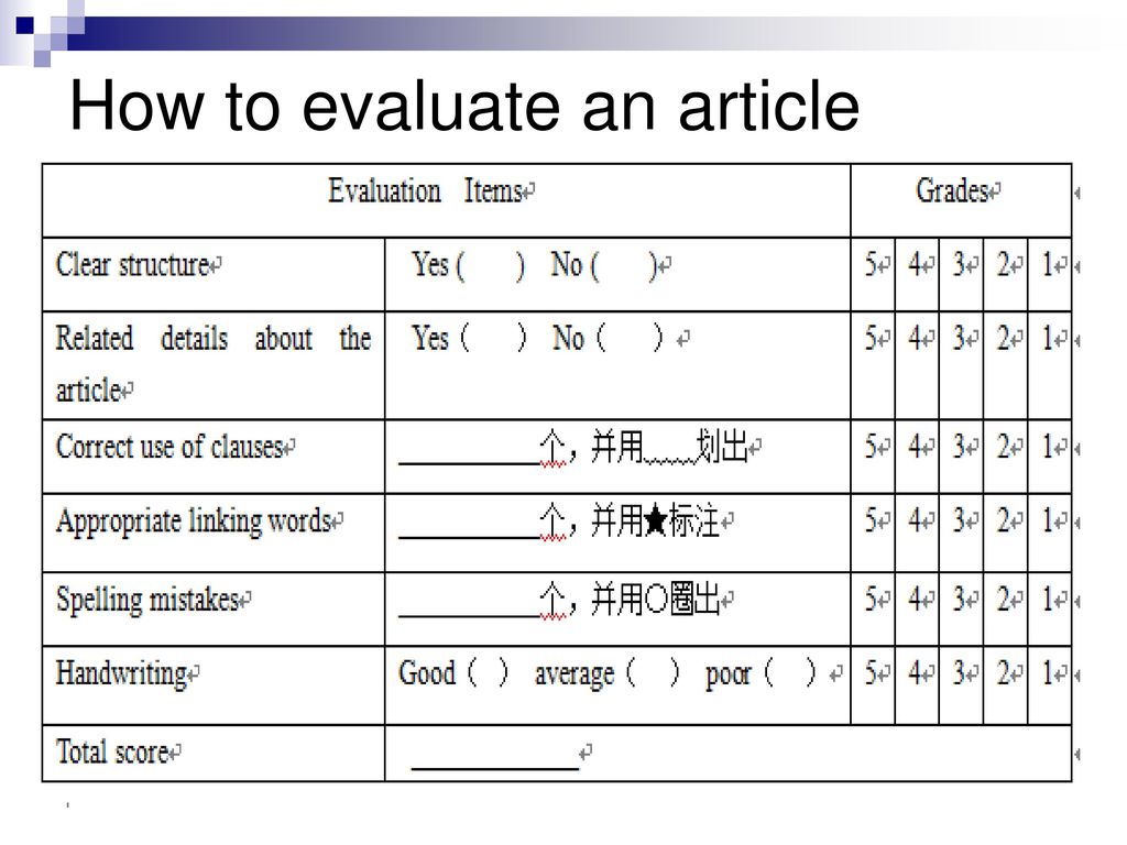 How to evaluate an article