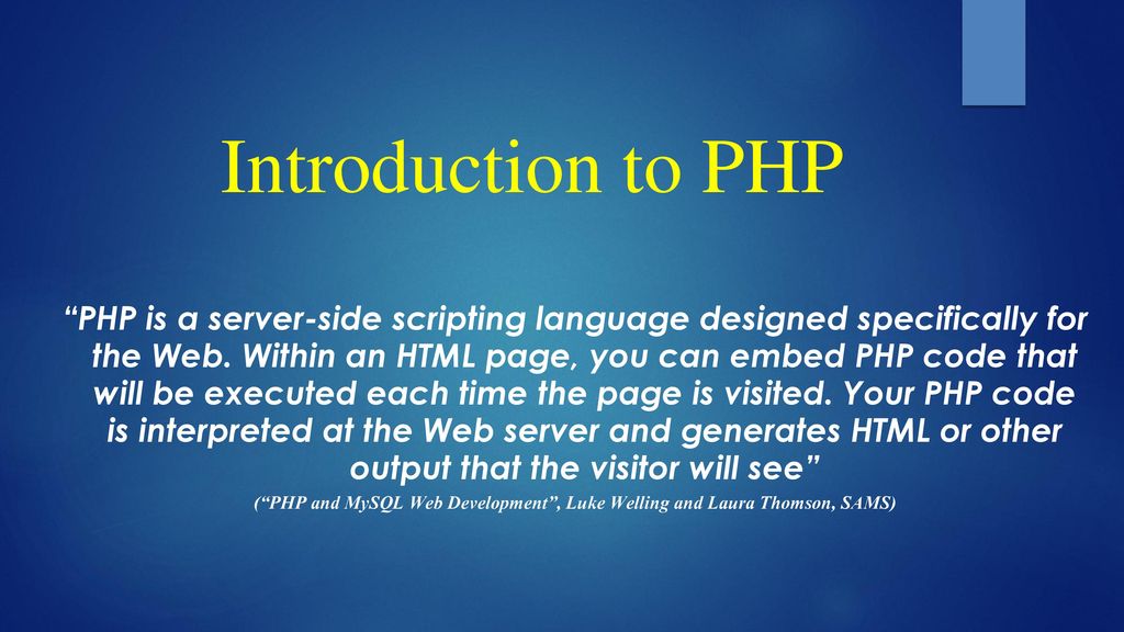 Introduction to php php is a server side scripting language designed