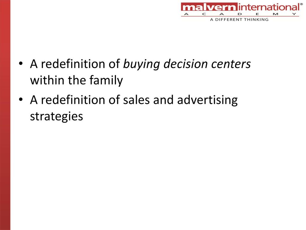 A redefinition of buying decision centers within the family