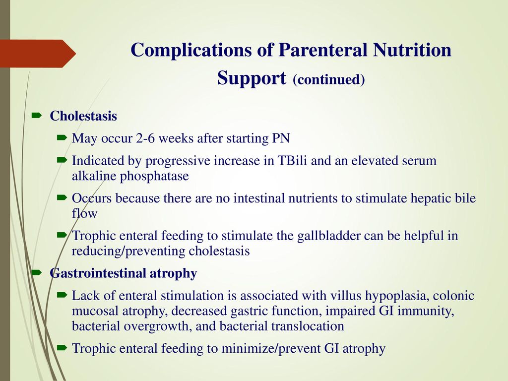 Complications of Parenteral Nutrition Support (continued)