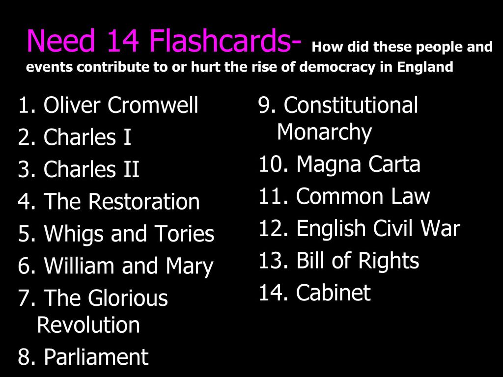 English Civil War and the Glorious Revolution, English Civil War and  Glorious Revolution Flashcards