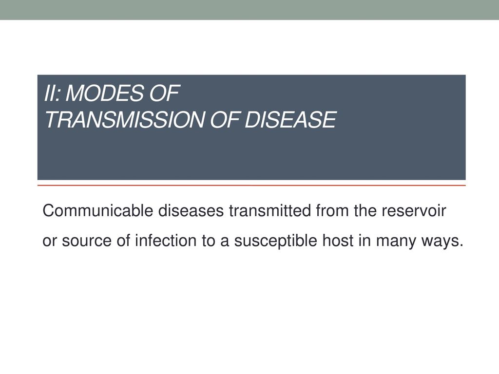 II: MODES OF TRANSMISSION OF DISEASE
