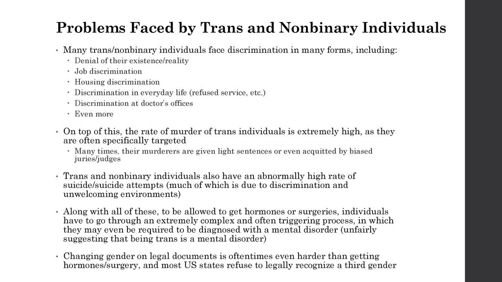 Trans and Nonbinary Gender Identities - ppt download