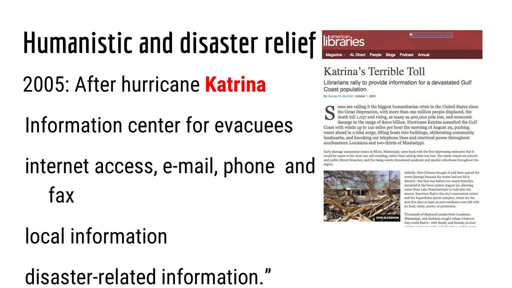 Humanistic and disaster relief