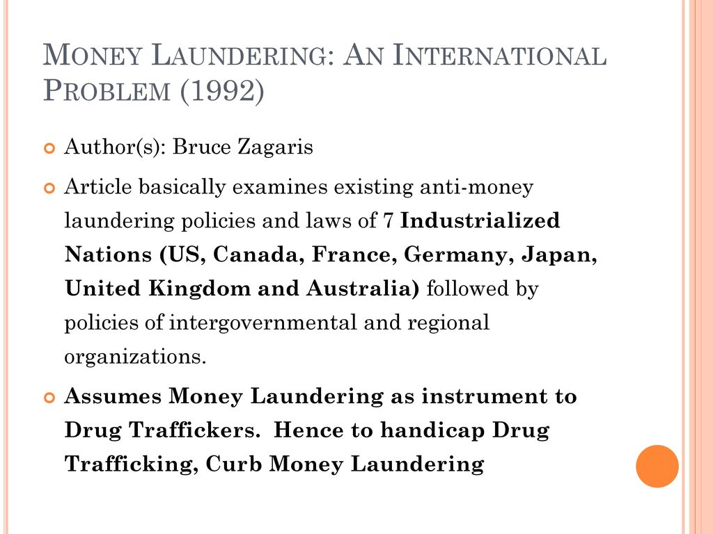 Money Laundering An International Control Problem Ppt Download