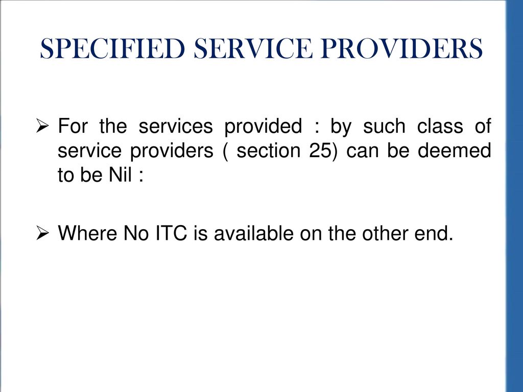 SPECIFIED SERVICE PROVIDERS