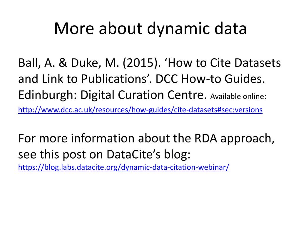 More about dynamic data