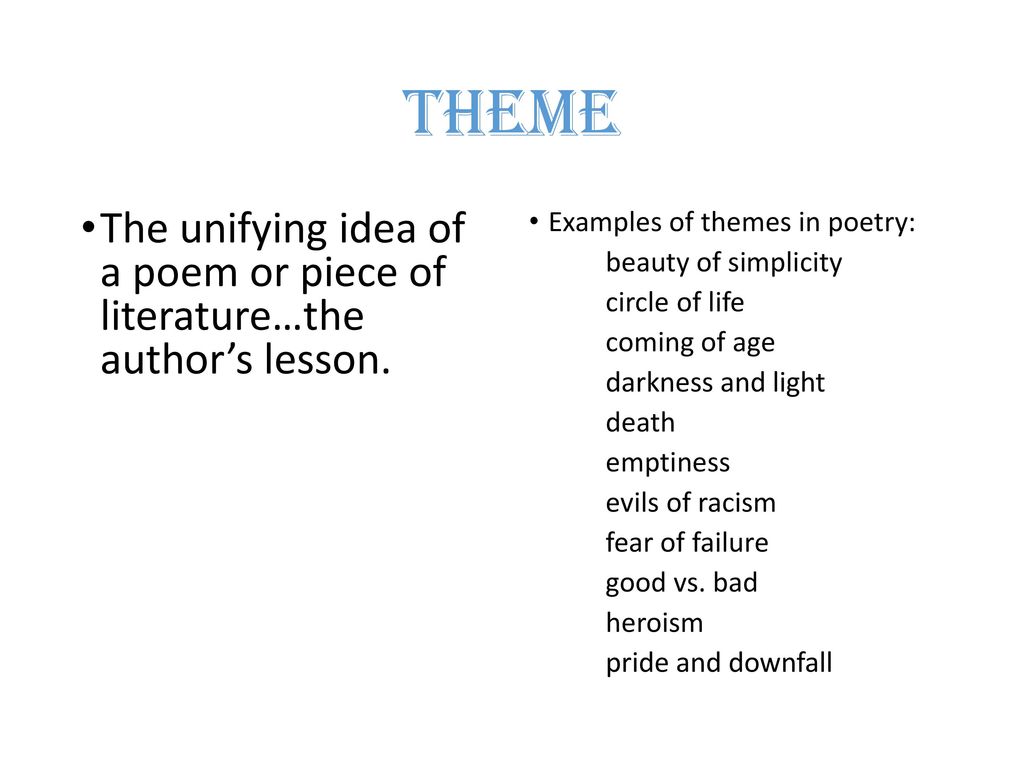 different types of themes in poetry
