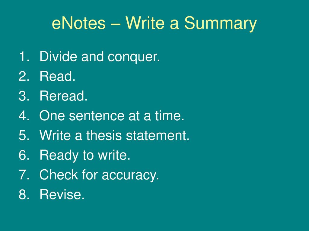 eNotes – Write a Summary