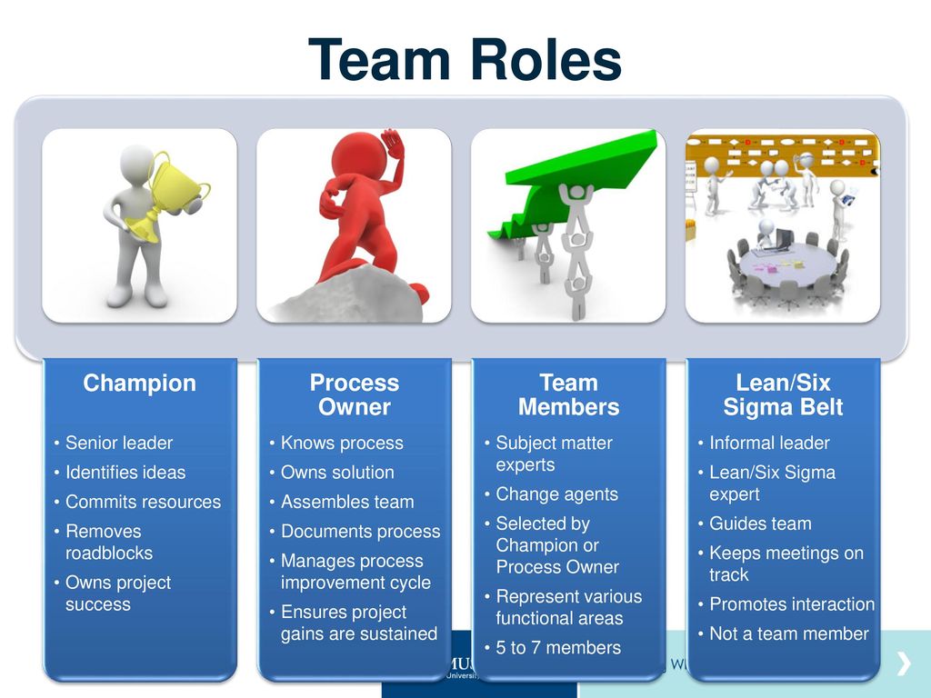 Lean 6 Sigma. Scriber Team role. Process owner approver Contributor. Team roles