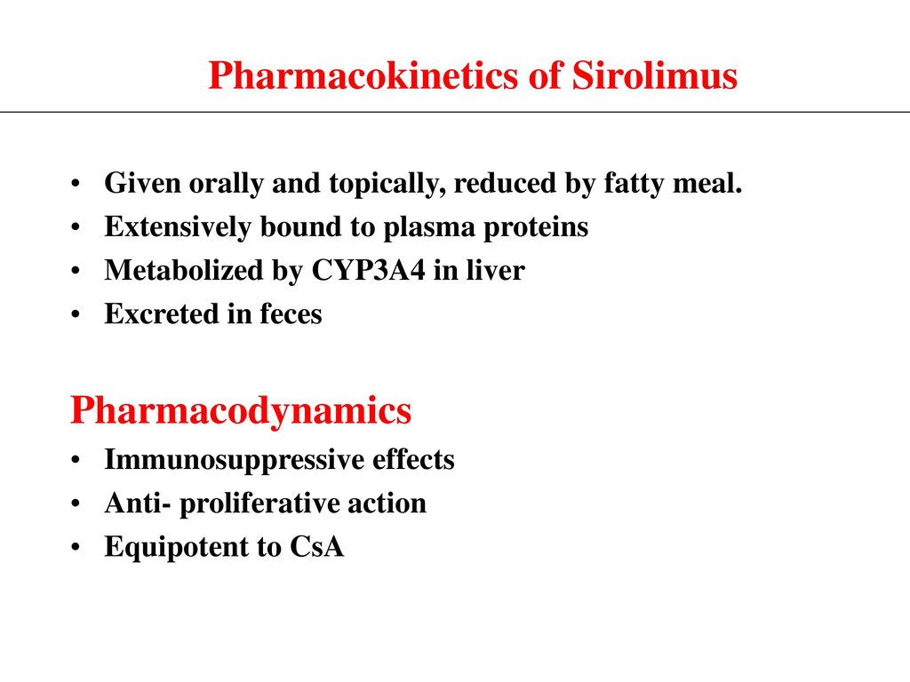 Pharmacokinetics of Sirolimus