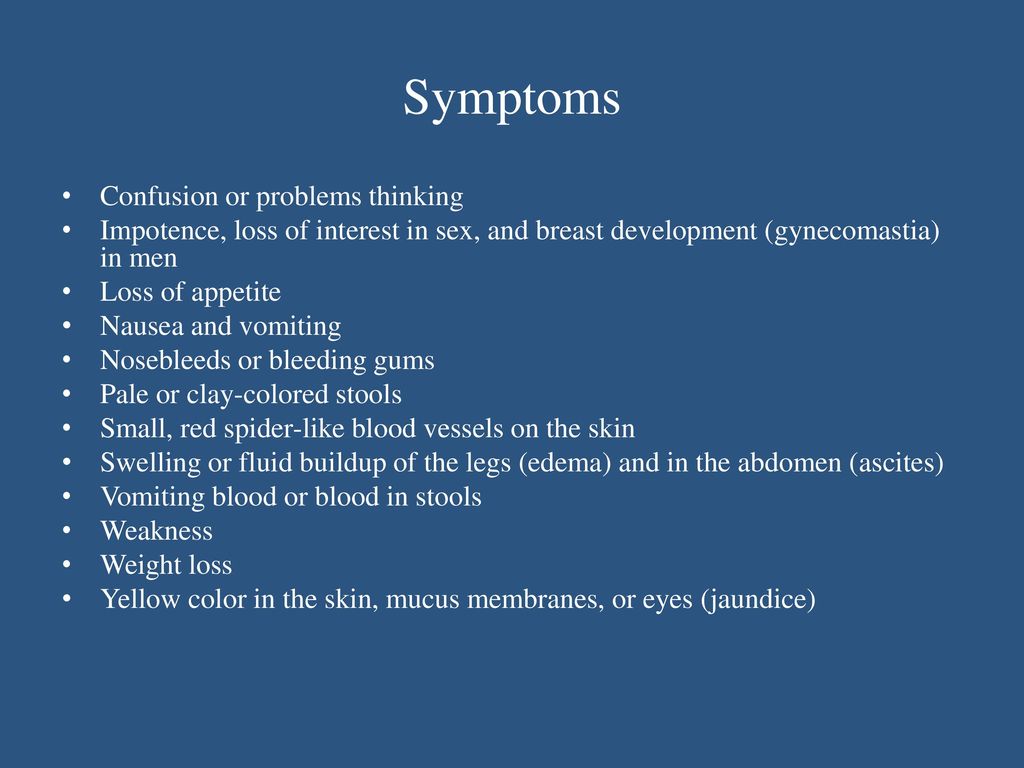 Symptoms Confusion or problems thinking