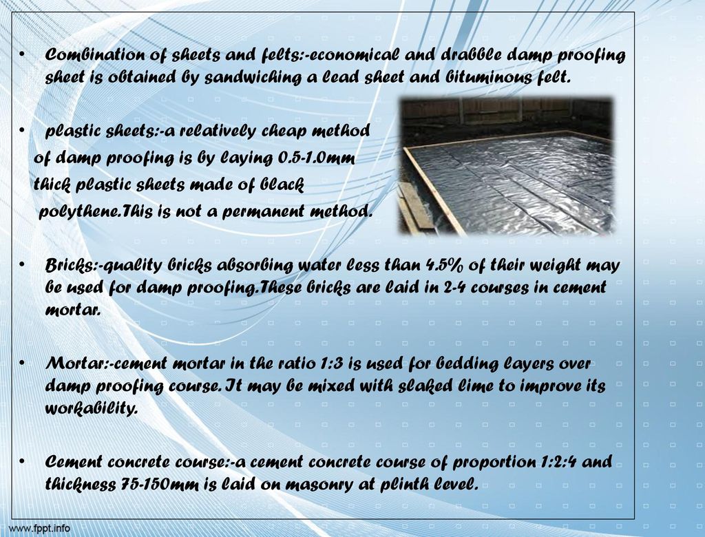 Damp Proofing And Water Proofing Course Ppt Download