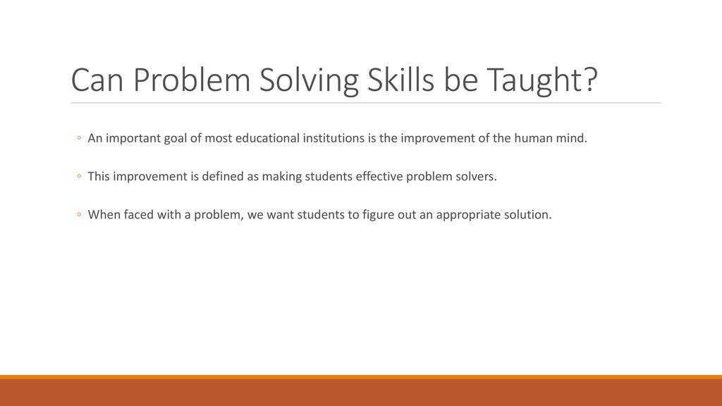 can problem solving skills be taught