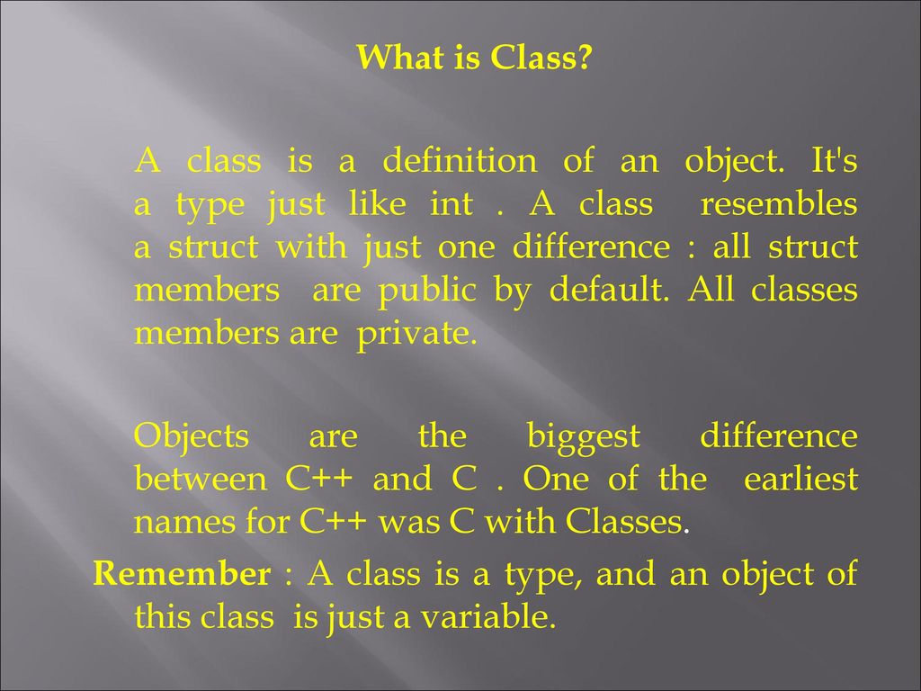 What is Class. A class is a definition of an object