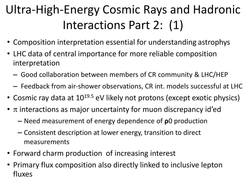 Ultra-High-Energy Cosmic Rays and Hadronic Interactions Part 2: (1)
