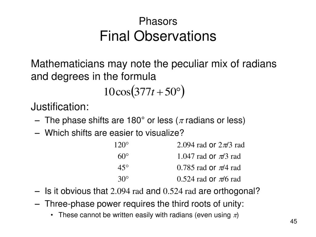 Phasors Final Observations