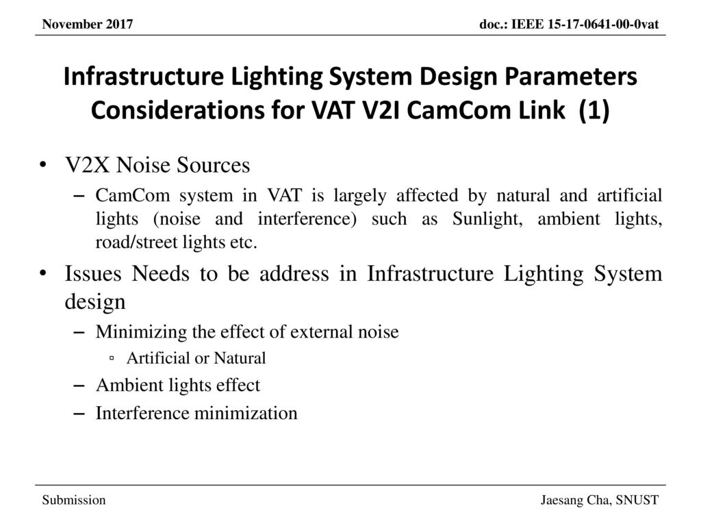 Infrastructure Lighting System Design Parameters Considerations for VAT V2I CamCom Link (1)